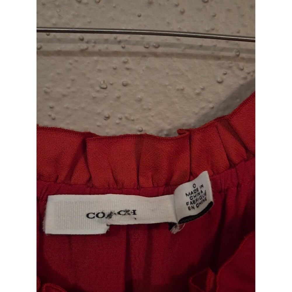 Coach Eyelet Ruffle Midi Dress Sz O Red Romantic Milkmaid Cottage Boho $475 - Picture 2 of 8